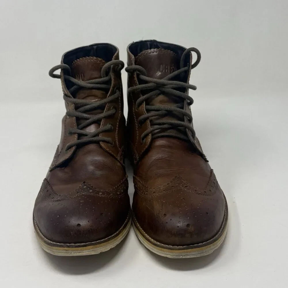 Crevo Boardwalk Chukka Boots Mens 13 Brown Leather Lace Up Hipster City Preppy